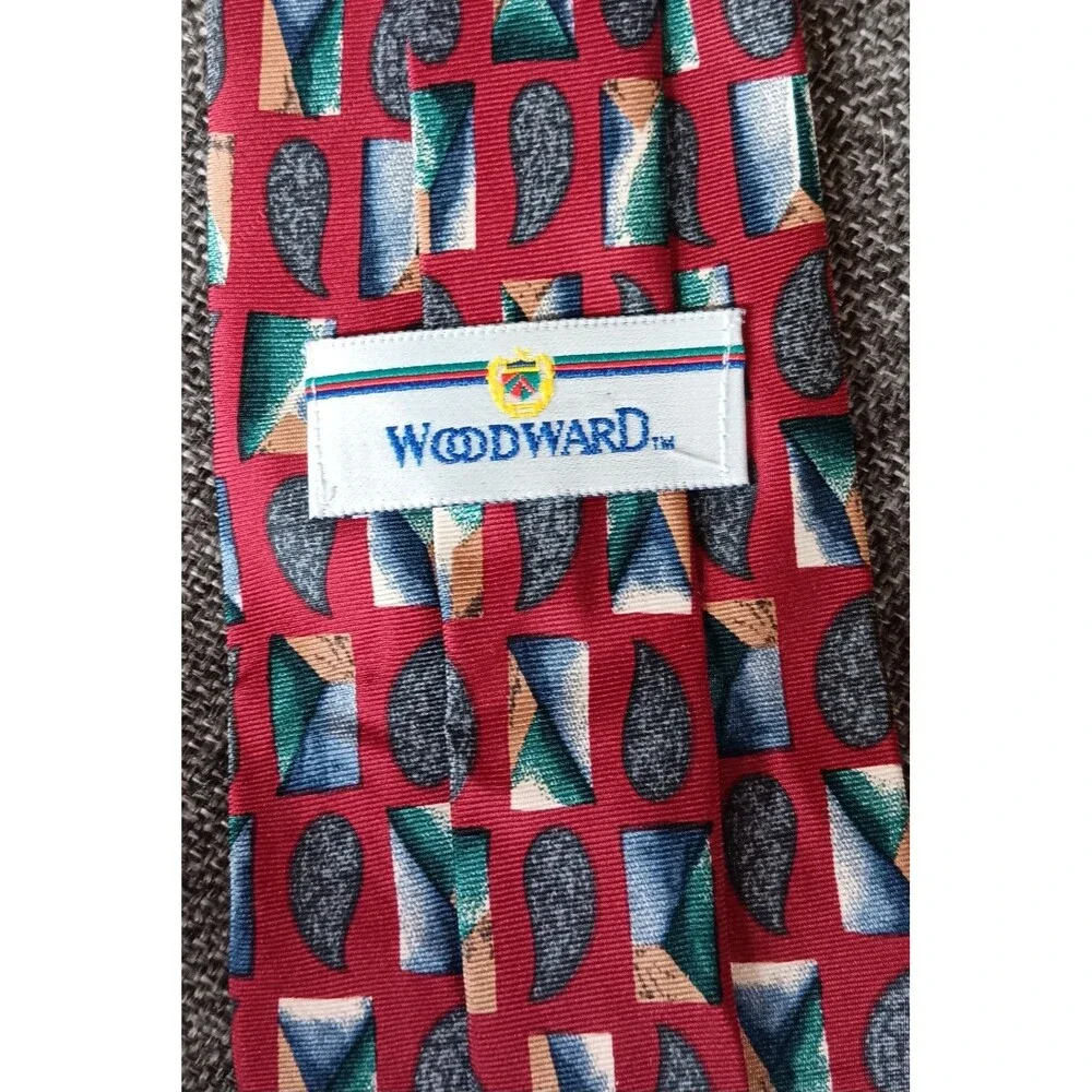 Tie 70s 80s 90s Y2K Mens Woodward Silk Red 3.75 Wide 57 Long